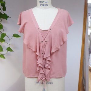 American Rag Cie dusty rose ruffle cross tie front tank top size XXL